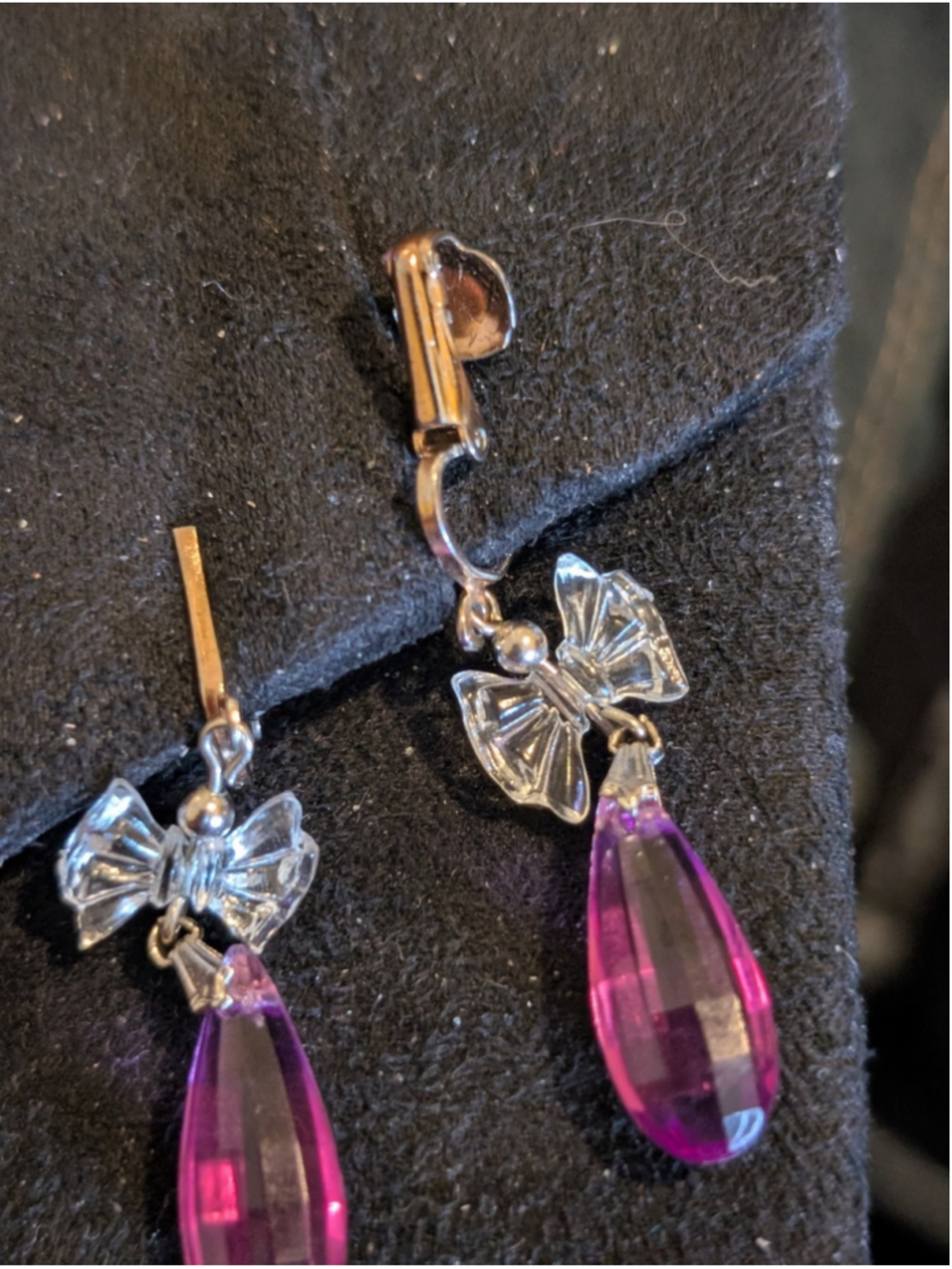 Regency Ribbons Crystal Teardrop Earrings, Purple - Picture 3 of 3